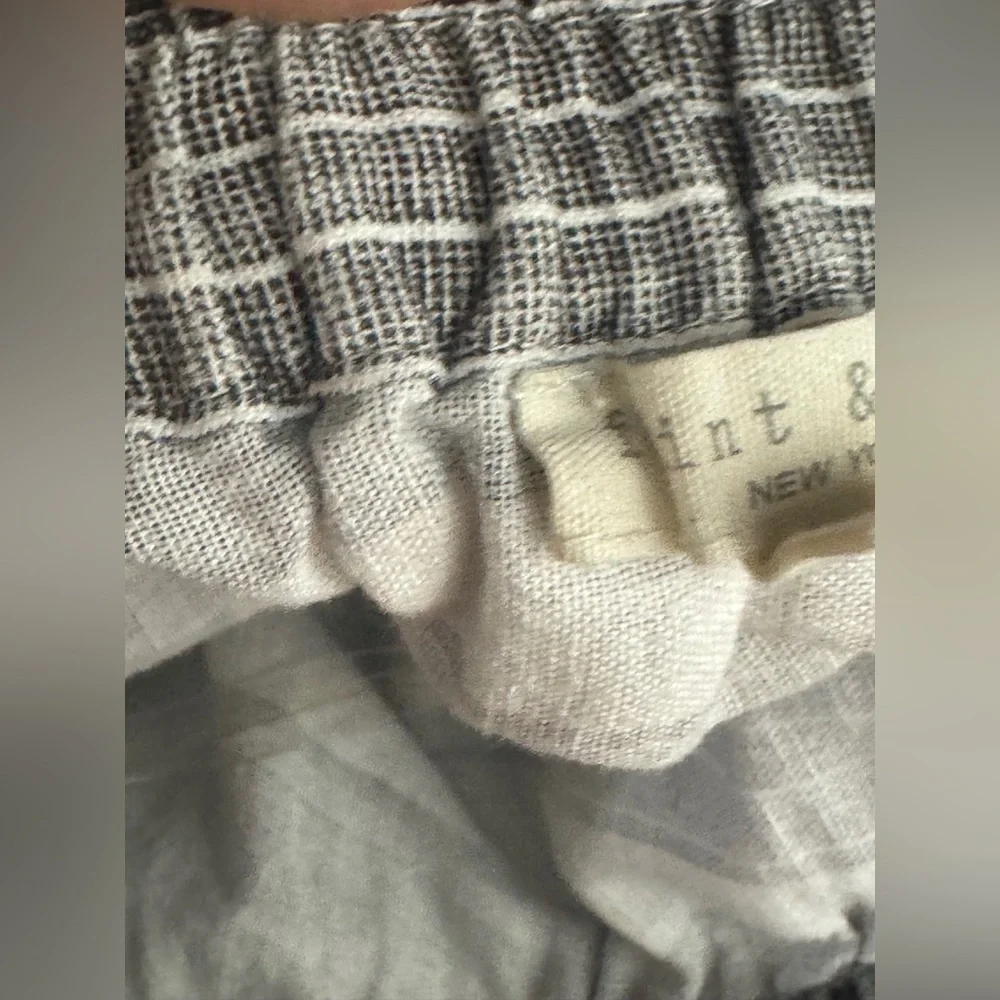 Flint & Moss Gray White Stripe Midi Skirt Button Front Tie Waist Boho Small
